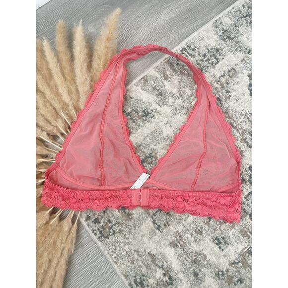 Free People Coral Galloon Lace Halter Bra Medium Bralette Boho Festival - Picture 5 of 7
